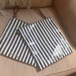 Henri Bendel Brown and White Striped Travel Bags